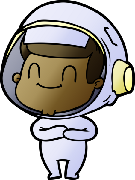 Bir insan tarafından çizilmiş mutlu astronot.