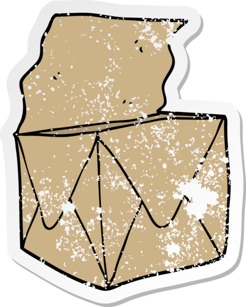 Bir insan tarafından çizilmiş bir karikatür paketinin sıkıntılı etiketi