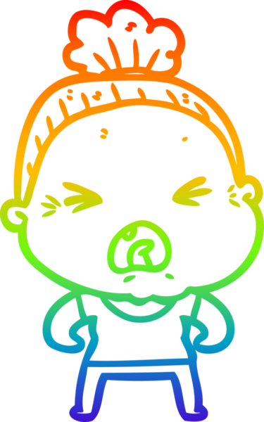 Bir insan tarafından çizilmiş kızgın yaşlı bir kadının çizimi.