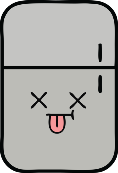 Bir insan tarafından çizilmiş buz dolabı karikatürü.