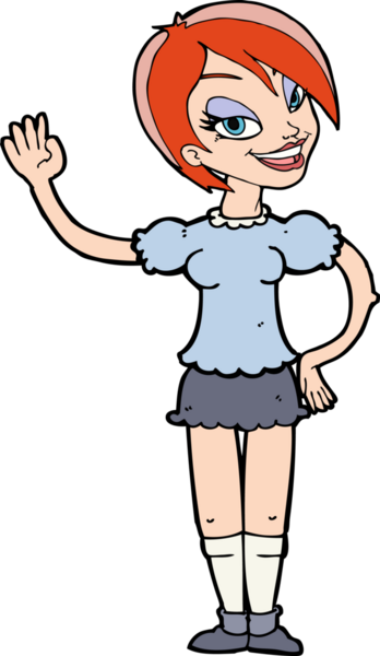 Bir insan tarafından çizilmiş, el sallayan bir kadın.