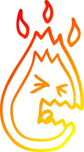 Bir insan tarafından çizilen kızgın ateşin sıcak çizgi çizimi.