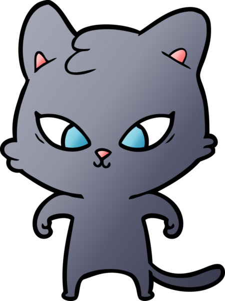 Bir insan tarafından çizilmiş sevimli çizgi film kedisi.
