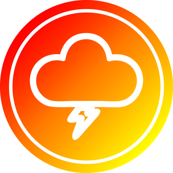 Bir insan tarafından çizilmiş sıcak eğimli fırtına bulutu dairesel simgesi