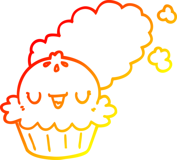 Bir insan tarafından çizilmiş tatlı bir çizgi film pastasının sıcak gradyan çizimi