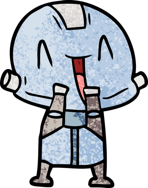 Bir insan tarafından çizilmiş çizgi film robotu