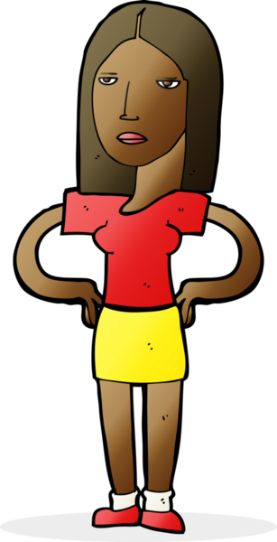 Bir insan tarafından çizilmiş kalçaları olan çizgi film kadını.