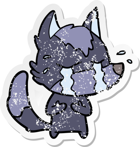 Bir insan tarafından çizilmiş ağlayan bir karikatür çıkartması.