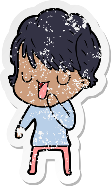 Bir insan tarafından çizilmiş karikatür kadının sıkıntılı çıkartması.