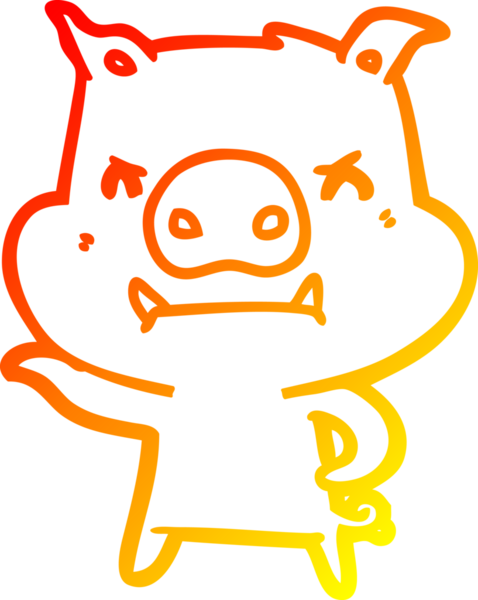 Bir insan tarafından çizilmiş kızgın çizgi film domuzu çizimi.