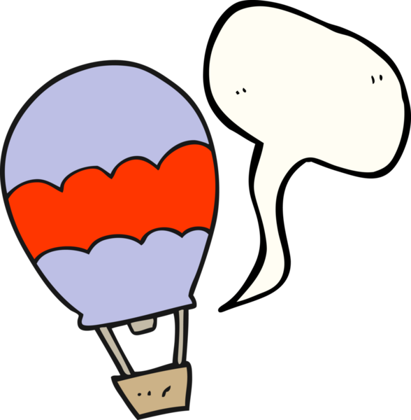 Bir insan tarafından çizilmiş serbest konuşma balonu karikatürü sıcak hava balonu