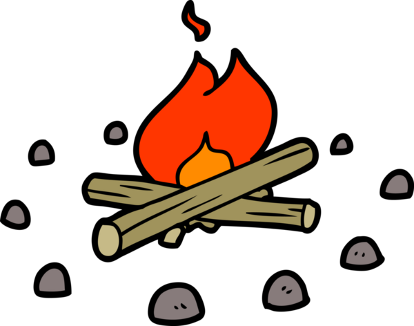 bir insan tarafından çizilmiş karikatür kamp ateşi