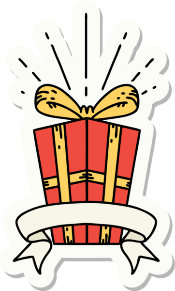 Bir insan tarafından çizilmiş dövme stili Noel hediyesi.