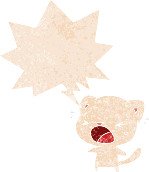 Çizgi film kedisi ağlarken grunge 'da bir insan tarafından çizilmiş kederli retro stil