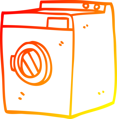 Bir insan tarafından çizilen karikatür çamaşır kurutma makinesinin sıcak gradyan çizimi