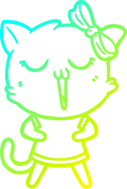 Bir insan tarafından çizilen çizgi film kedisinin soğuk gradyan çizgisi.