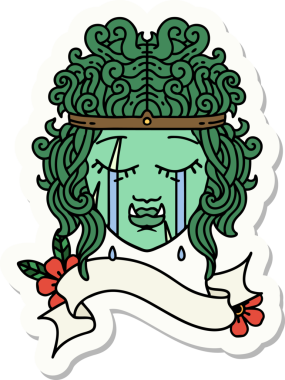 Bir insan tarafından çizilmiş ağlayan bir ork barbar karakterinin çıkartması.