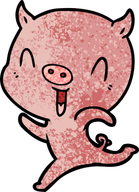 Bir insan tarafından çizilen mutlu domuz çizgi filmi.