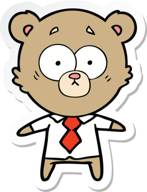 Bir insan tarafından çizilmiş şaşırmış bir ayı çizgi filminin çıkartması.