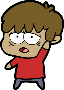 Bir insan tarafından çizilmiş bitkin çocuk çizgi filmi.