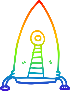 Bir insan tarafından çizilmiş bir uzay roketinin gökkuşağı gradyanı çizimi