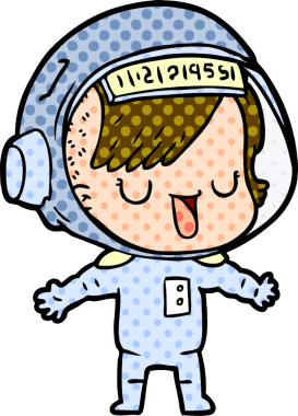 Bir insan tarafından çizilmiş astronot kadın.