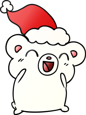 Bir insan tarafından çizilmiş Kawaii kutup ayısının el çizimi gradyanı.