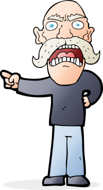 Bir insan tarafından çizilmiş kızgın yaşlı bir adam.