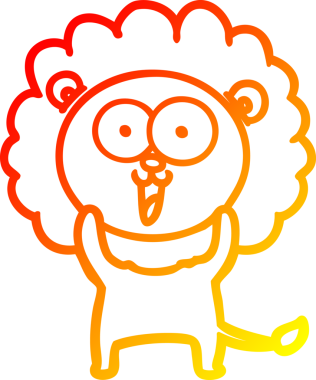 Bir insan tarafından çizilmiş mutlu çizgi film aslanının sıcak çizgi çizimi