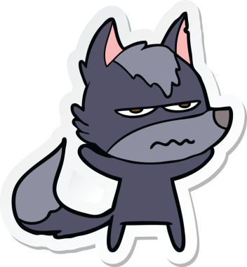 Bir insan tarafından çizilmiş kızgın bir kurdun çıkartması.