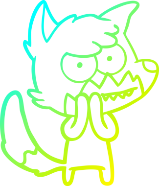 Bir insan tarafından çizilmiş sırıtan bir tilkinin soğuk çizgi çizimi