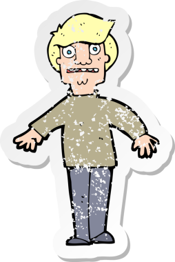 Bir insan tarafından çizilmiş bir karikatürün gerilimli çıkartması.