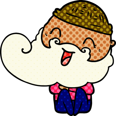 Bir insan tarafından çizilmiş mutlu sakallı adam.