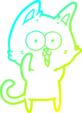 Bir insan tarafından çizilmiş komik çizgi film kedisinin soğuk gradyan çizgisi.