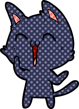 Bir insan tarafından çizilmiş mutlu çizgi film kedisi.