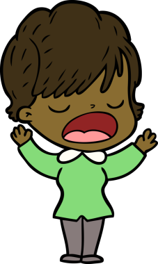 Bir insan tarafından çizilmiş bir karikatür kadın konuşuyor.