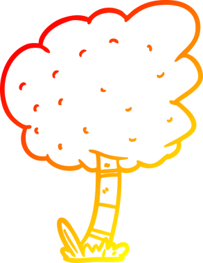 Bir insan tarafından çizilmiş bir çizgi film ağacının sıcak gradyan çizimi