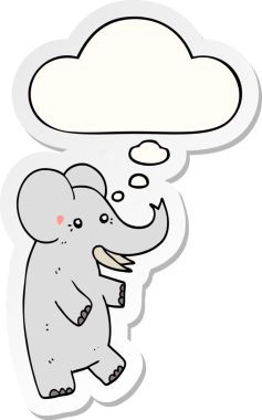 Düşünce baloncuğu insan tarafından çizilmiş bir çıkartma olan çizgi film fili.