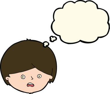 Bir insan tarafından çizilmiş düşünce baloncuğu olan mutsuz bir çocuk.