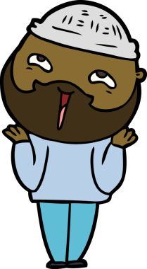 Bir insan tarafından çizilmiş mutlu sakallı bir adam.