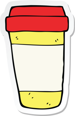 Bir insan tarafından çizilmiş bir kahve fincanının çıkartması.