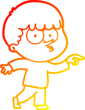 Bir insan tarafından çizilmiş, çizgi film karakteri meraklı bir çocuk çizimi.