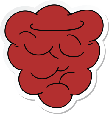 Bir insan tarafından çizilmiş garip bir ahududu el çıkartması.