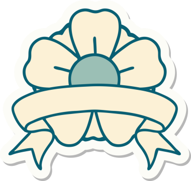 Bir insan tarafından çizilmiş çiçek pankartıyla dövme stili