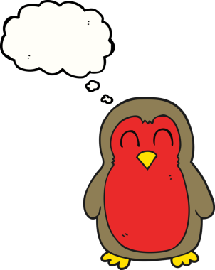 Bir insan tarafından çizilmiş serbest çizim balon karikatür noel robini.