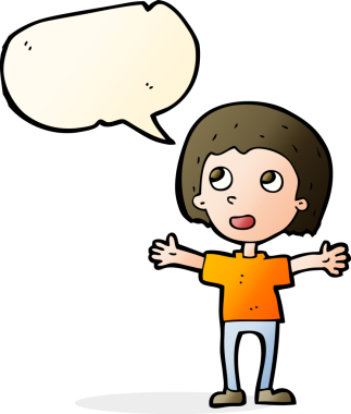 Bir insan tarafından çizilmiş konuşma balonu olan mutlu bir insan çizgi filmi.