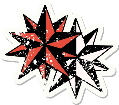 Bir insan tarafından çizilmiş yıIdızların geleneksel stil dövmesi.