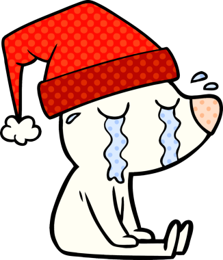 Bir insan tarafından çizilmiş ağlayan kutup ayısı çizgi filmi.