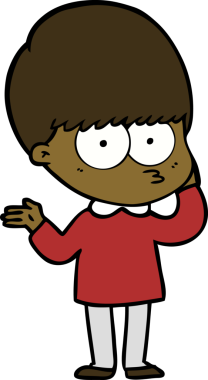 Bir insan tarafından çizilmiş tuhaf çizgi film çocuğu.