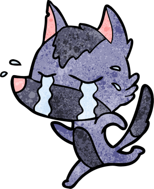 Bir insan tarafından çizilmiş ağlayan kurt çizgi filmi.